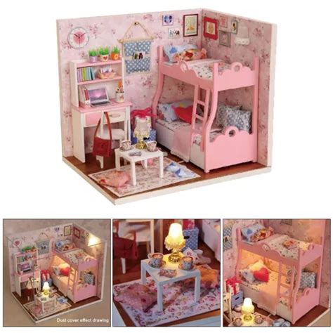 Dollhouse Miniature With Furniture Diy D Wooden Doll House Kit