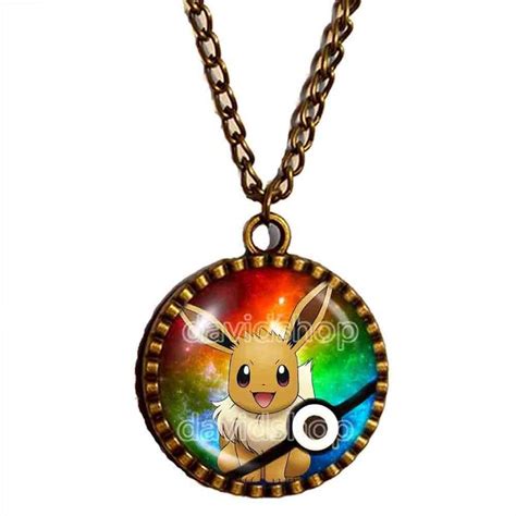 Pokemon Eevee Necklace Eeveelution Anime Pokeball Pendant Jewelry