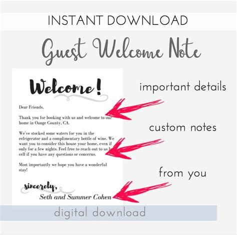 Printable Custom Welcome Note Welcome To Our Home Welcome Etsy