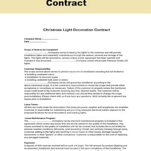 Christmas Light Decoration Contract Agreement Christmas Light