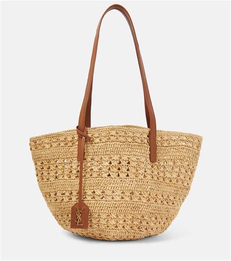 Saint Laurent Panier Small Raffia Basket Bag In Natural Lyst