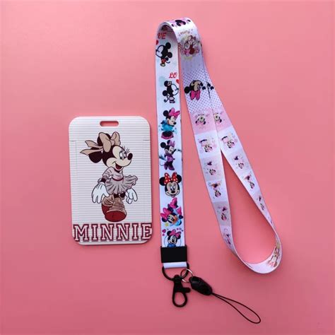 Disney Mickey Minnie Mouse Girls Sliding Lanyard Id Card Holders Badge