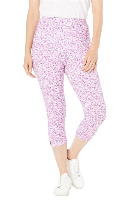 Woman Within Woman Within Womens Plus Size Stretch Cotton Printed Capri Legging