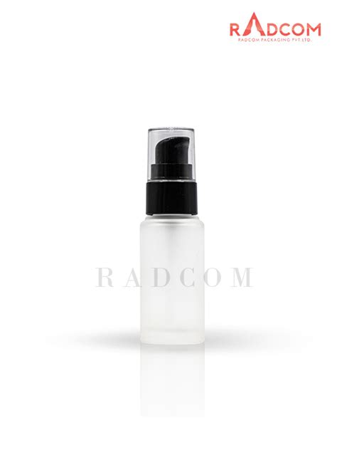 35ML Clear Frosted Lotion Glass Bottles With 20mm Black Lotion Pump