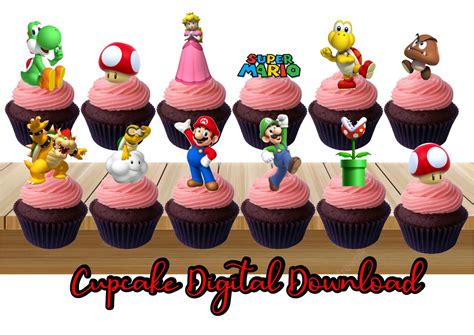 Mario Cupcake Topper Mario Birthday Party Mario Party Cupcake