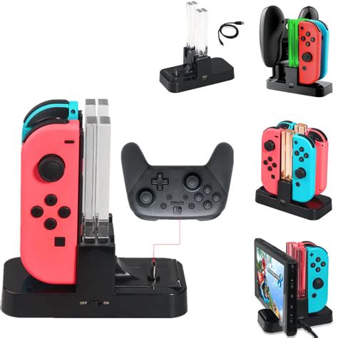 Led Charging Dock Station Charger Cradle For Nintendo Switch 4 Joy Con