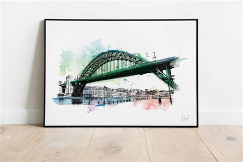 Tyne Bridge Newcastle Art Print Newcastle Illustration Etsy Uk City