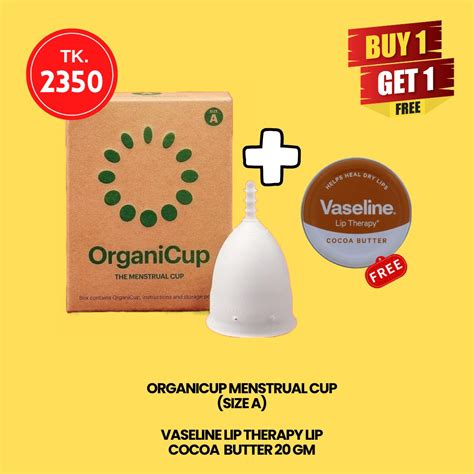 Organicup Menstrual Cup Size A Vaseline Lip Therapy Cococa Butter