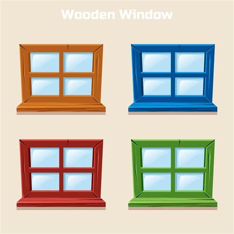 Ventana Colorida De Madera De Dibujos An Premium Vector Freepik