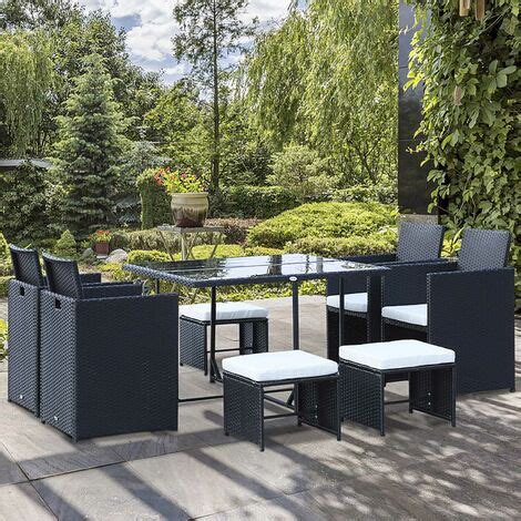 Outsunny 9 tlg Polyrattan Gartenmöbel Rattan Gartenset Sitzgruppe