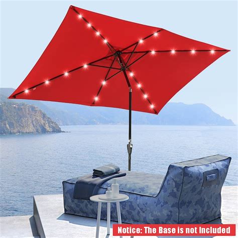 Sunrinx 10-ft Steel Rectangular Market Patio Umbrella with Lights in the Patio Umbrellas ...