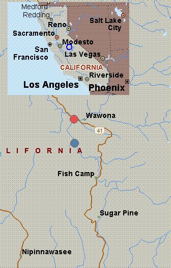 Map for Big Creek, California, white water, Chowchilla Mountain Road to