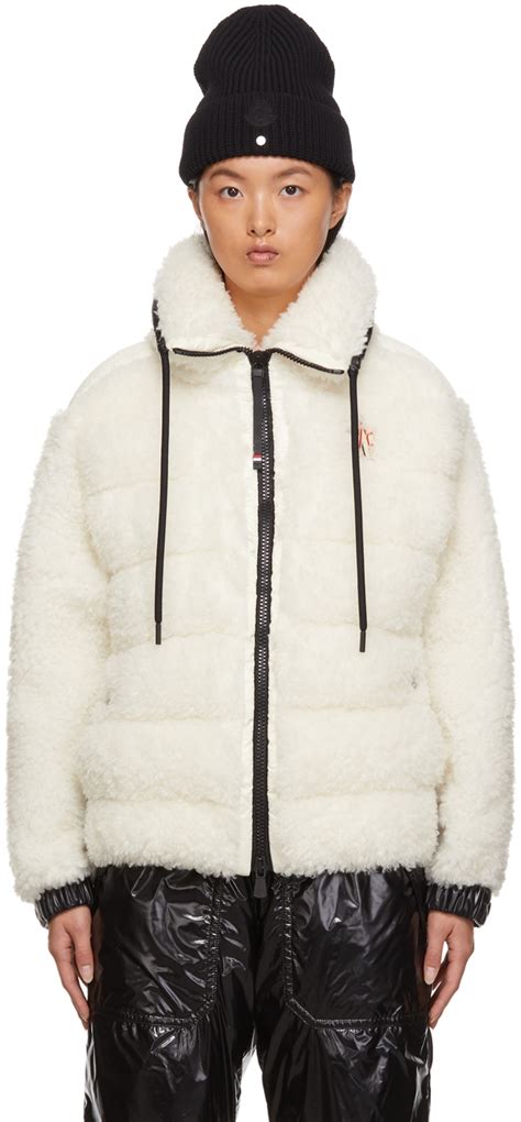 Moncler Grenoble: Off-White Teddy Bear Fleece Jacket | SSENSE