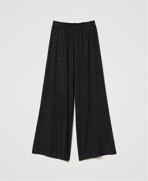 Palazzo trousers with elasticated waist Woman, Black | TWINSET Milano