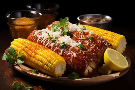 Premium Ai Image Classic Mexican Street Food Like Elotes Corn On The