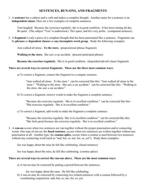 Sentences Fragments And Run On Sentences Worksheet Live Worksheets