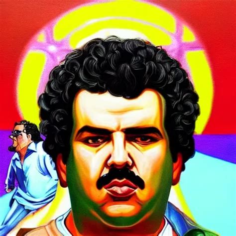 Pablo Escobar Gta V Trippy Trippy Cartoon Oil Painting Arthub Ai