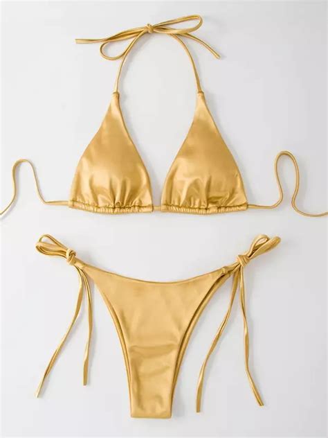 Sexy Metal Micro Bikini 2023 Women Swimsuit Female Swimwear Thong