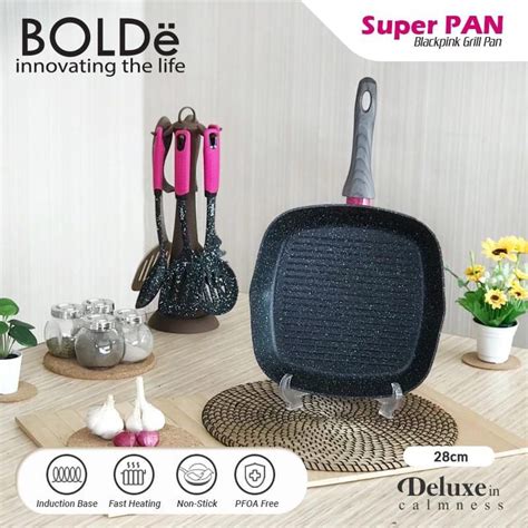 Jual BOLDe Panci Pemanggang Super Grill Pan Granite Blackpink 28 Cm