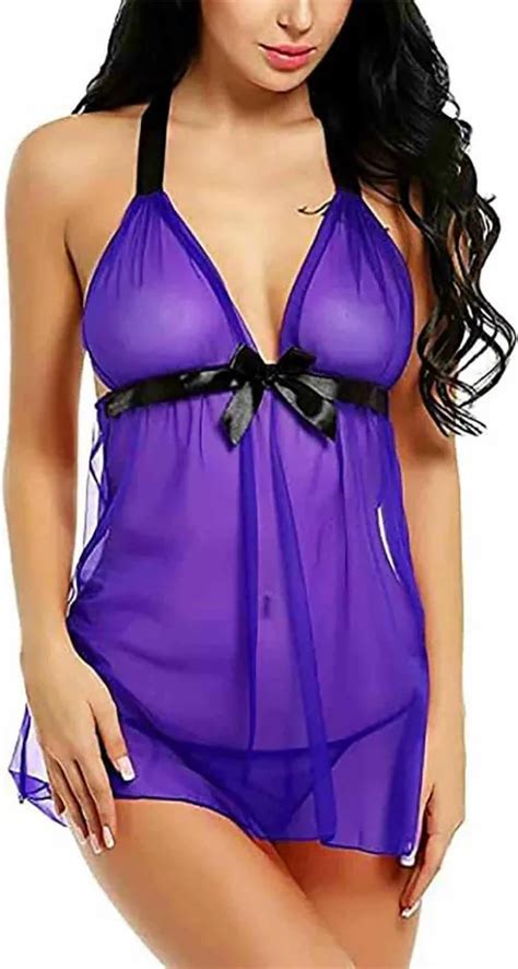 Buy Zxs Style Women Royal Blue Solid Net Solid Above The Knee Babydoll Lingerie With Panty