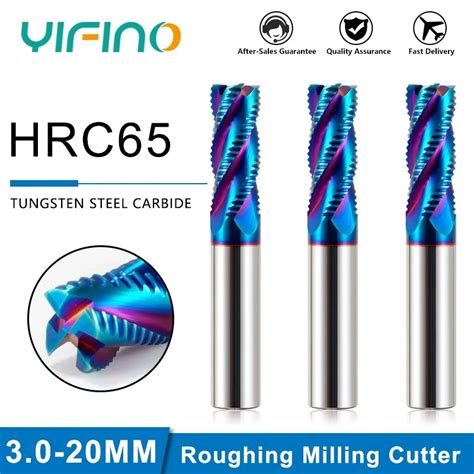 YIFINO HRC65 4 Flute Blue Nano Coating End Mill Tungsten Steel Carbide