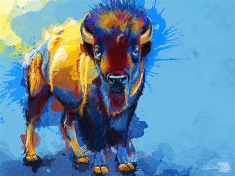 Blue Bison by Flo Meylan - TurningArt