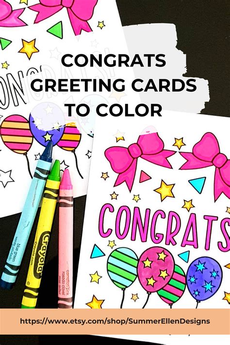 Congratulations Cards to Color Congratulations Coloring Greeting Cards ...