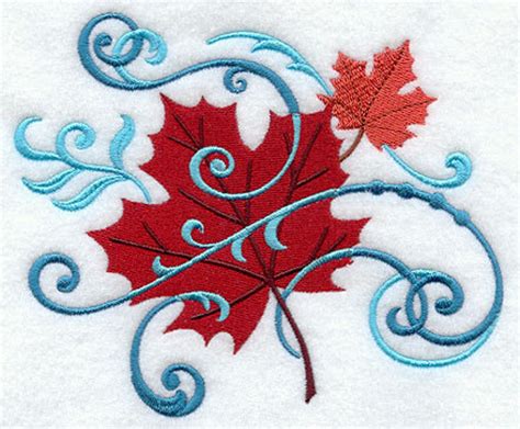 Filigree Maple Leaves Embroidered Waffle Weave Hand Towel Etsy