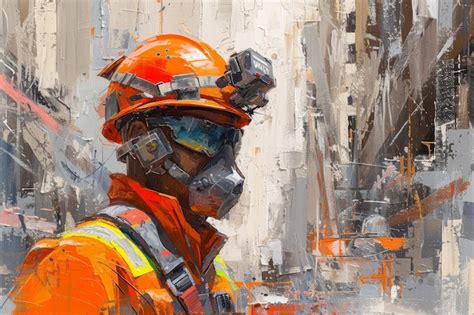 Premium Photo Painting Of Man Wearing Hard Hat