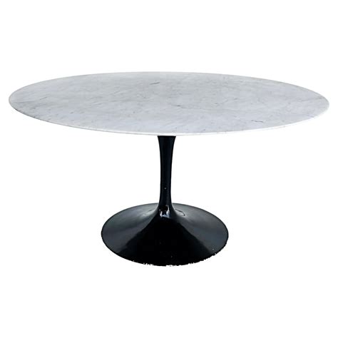 Eero Saarinen Tulip Base And Black Carrera Marble Dining Table At