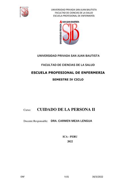 Semana N 1 PLAN DE Cuidados Cuidado Enfermero II 2022 FACULTAD DE