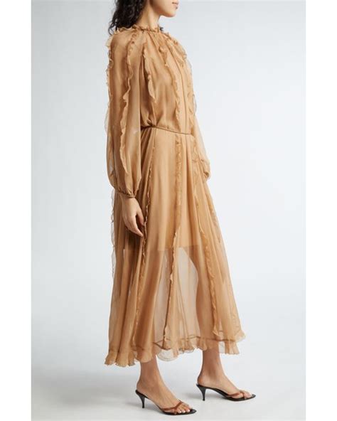 Zimmermann Tranquility Billow Long Sleeve Silk Georgette Dress In