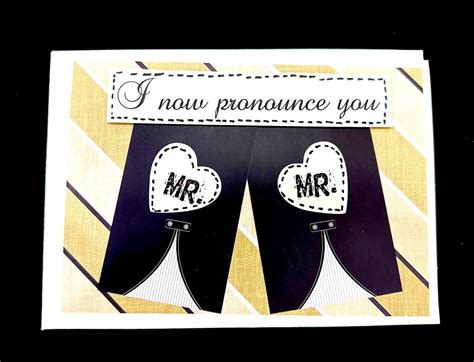 Same Sex Wedding Card Mr And Mr Greeting Card Embellished Folded Blank Inside X