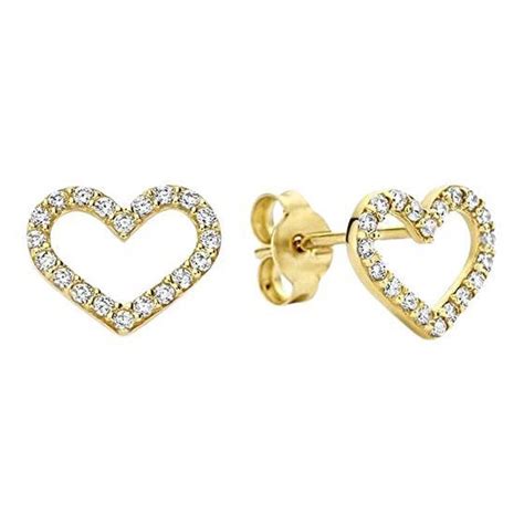 Heart Earrings Studs In 14k Yellow Gold Mini Heart Shaped Stud