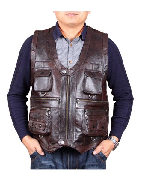 Leatherick New Mens Perforated Style Real Leather Waistcoat Black Xl