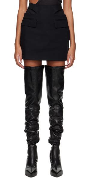 Dion Lee Black Y Front Buckle Miniskirt