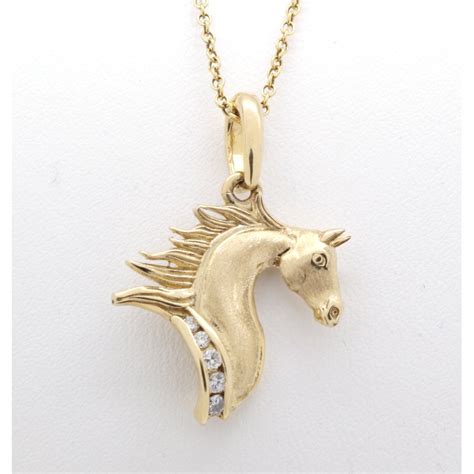 Equestrian Jewelry Yellow Gold And Diamond Horse Head Pendant