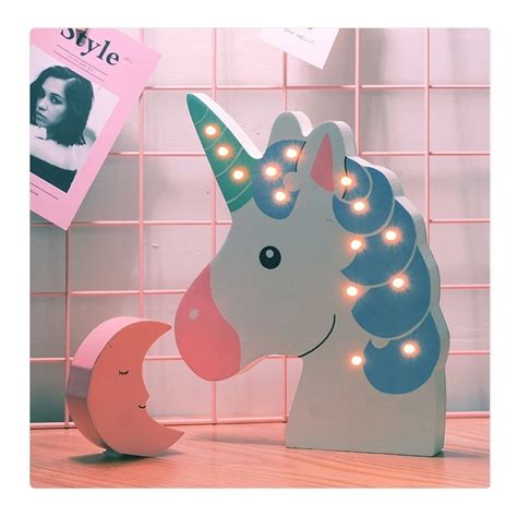 Unicornio Led De Madera Lampara Veladora Decoracion Fiestas