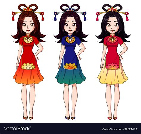 Chinese Girl Cartoon Clipart