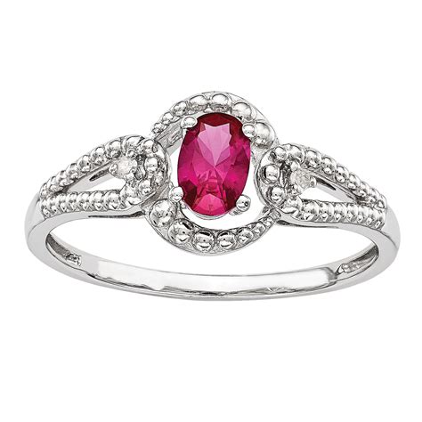 Womens Lab Created Red Ruby And Diamond Accent Ring In Sterling Silver