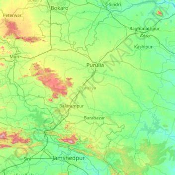 Purulia District topographic map, elevation, terrain