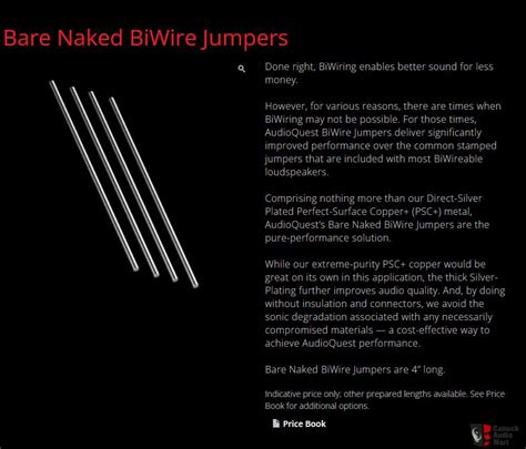 Bare Naked Biwire Jumpers Audioquest For Sale Canuck Audio Mart