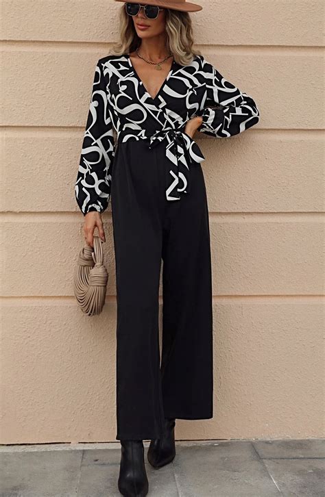 Graphic Print Neck Belted Jumpsuit Stylobabe