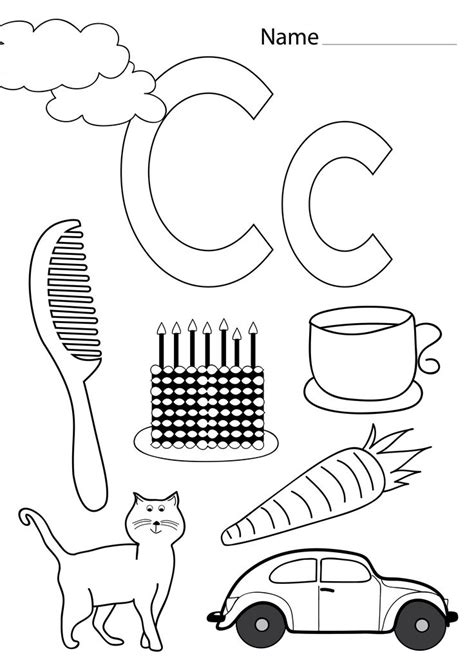 Letter C Coloring Pages Educational Printout For Preschoolers