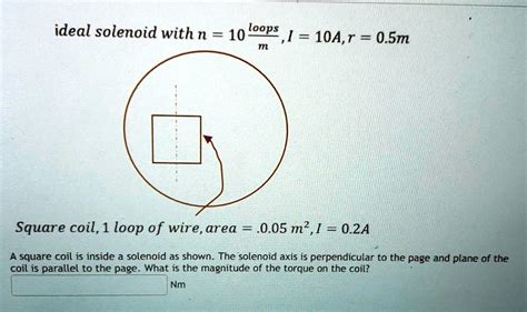 SOLVED Ideal Solenoid With N 10 Loops 1 10A R 0 Sm M Square Coil 1