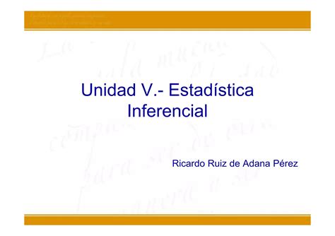 Unidad 5 Inferencia estadística PPT