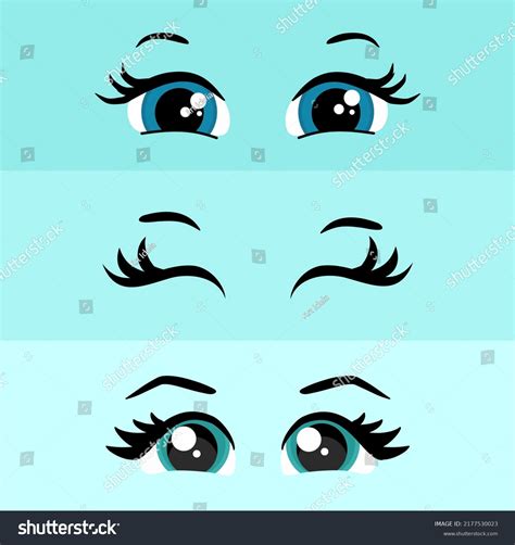 Kawaii Manga Style Female Cute Eyes Stock Vector (Royalty Free ...