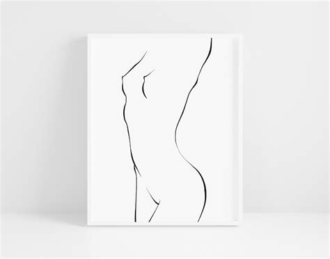 Minimalist Nude Body Line Art Abstract Minimal Woman Figure Etsy
