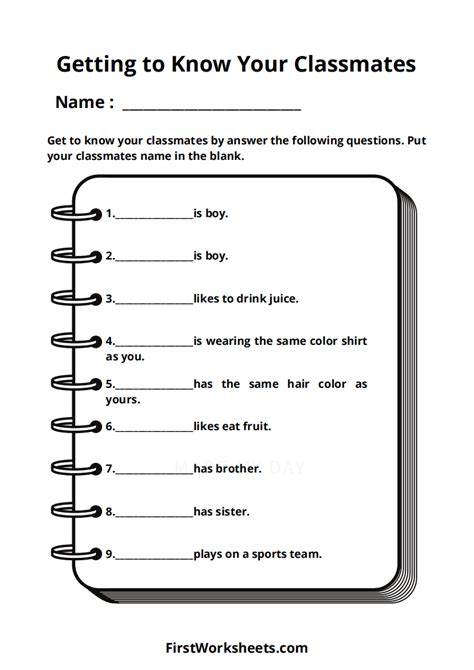 Getting To Know You Worksheets FirstWorksheets