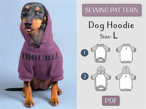 SEWING Dog Pattern, Size L, Dog Hoodie Sewing Pattern, PDF Sewing ...